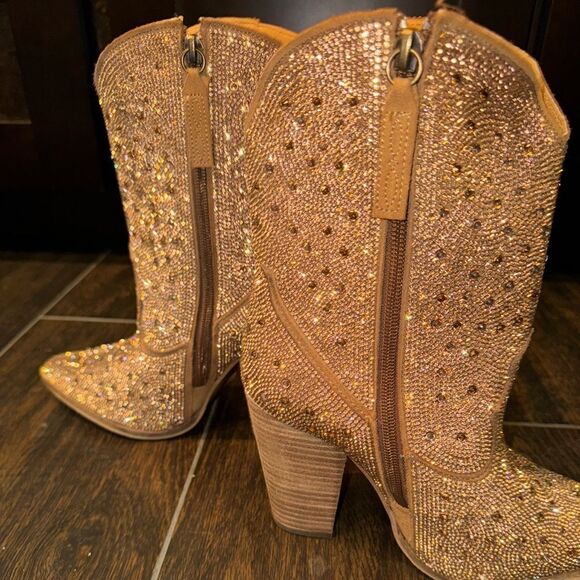 👢💎 NWT Dingo Glam Western Rosegold Rhinestone Cowgirl Boots 💎👢 DI577-RG sz 9.5 - Picture 6 of 7